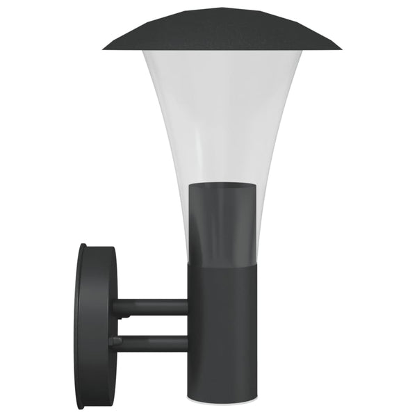 Schwarze Außenwandleuchte Brebenar (Edelstahl)