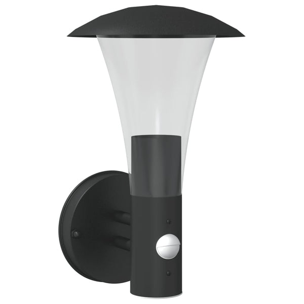 Schwarze Außenwandleuchte mit Sensor Brebenar (Edelstahl)