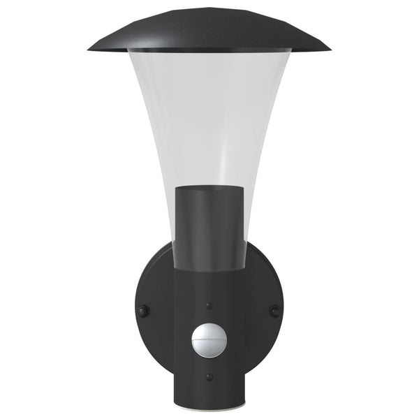 Schwarze Außenwandleuchte mit Sensor Brebenar (Edelstahl)