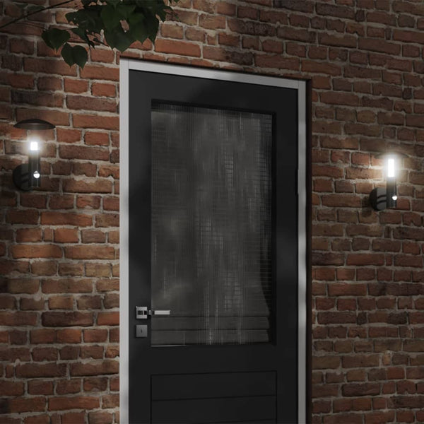 Schwarze Außenwandleuchte mit Sensor Brebenar (Edelstahl)