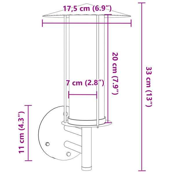 Galafteon Außenwandleuchten Silber (2er-Pack Edelstahl)