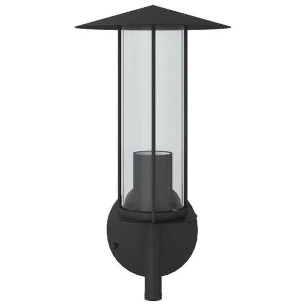 Schwarze Außenwandleuchten Galafteon (2 Stück Edelstahl)