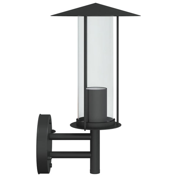 Schwarze Außenwandleuchten Galafteon (2 Stück Edelstahl)