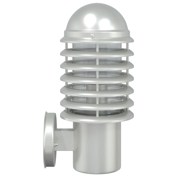 Silberne Außenwandleuchten Casiea (2 Stück Edelstahl)