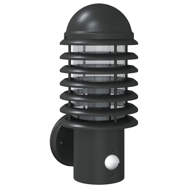 Schwarze Außenwandleuchte mit Sensor Casiea (Edelstahl)