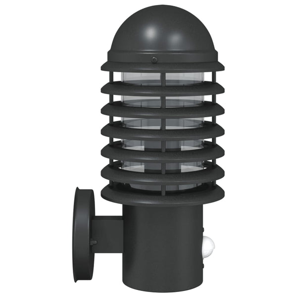 Schwarze Außenwandleuchte mit Sensor Casiea (Edelstahl)