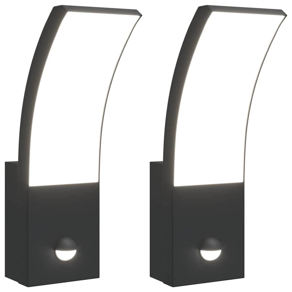 Schwarze LED-Außenwandleuchten mit Sensoren Salvstia (2 Stück Aluminiumdruckguss)