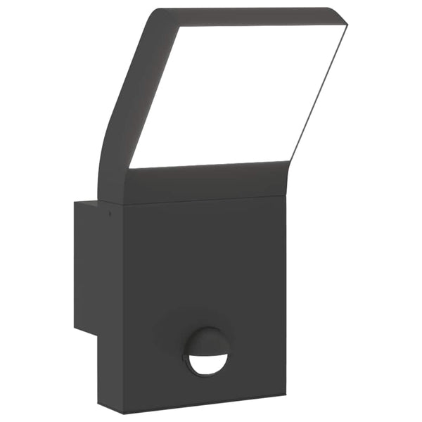 Schwarze LED-Außenwandleuchte Cati mit Sensor (Aluminiumdruckguss)