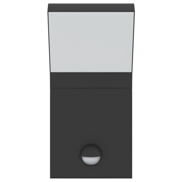Schwarze LED-Außenwandleuchte Cati mit Sensor (Aluminiumdruckguss)