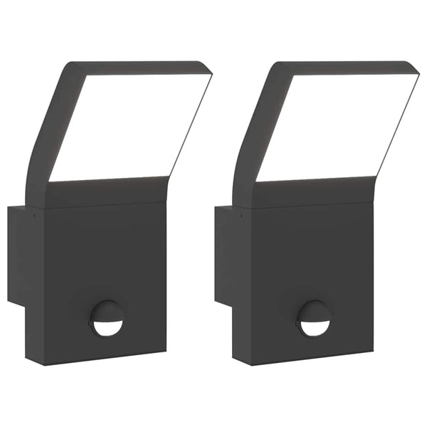 Schwarze LED-Außenwandleuchten mit Sensoren Cati (2 Stk. Aluminiumdruckguss)