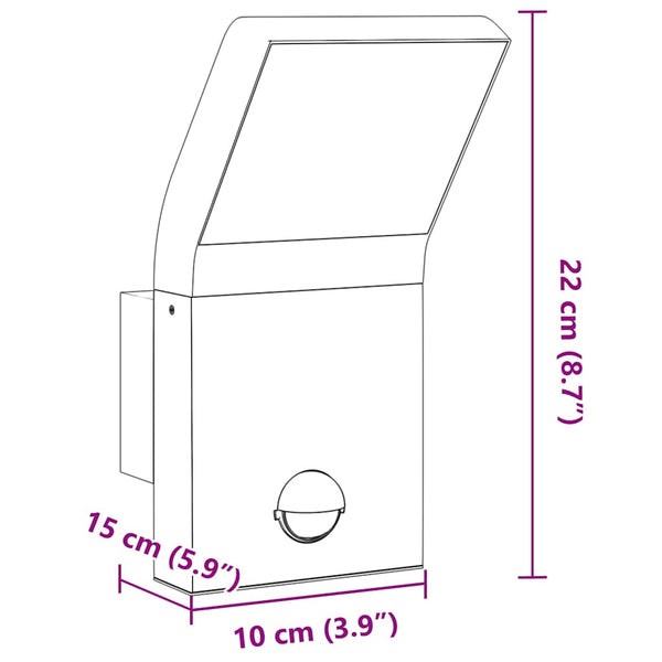 Weiße LED-Außenwandleuchte mit Sensor Cati (Aluminiumguss)