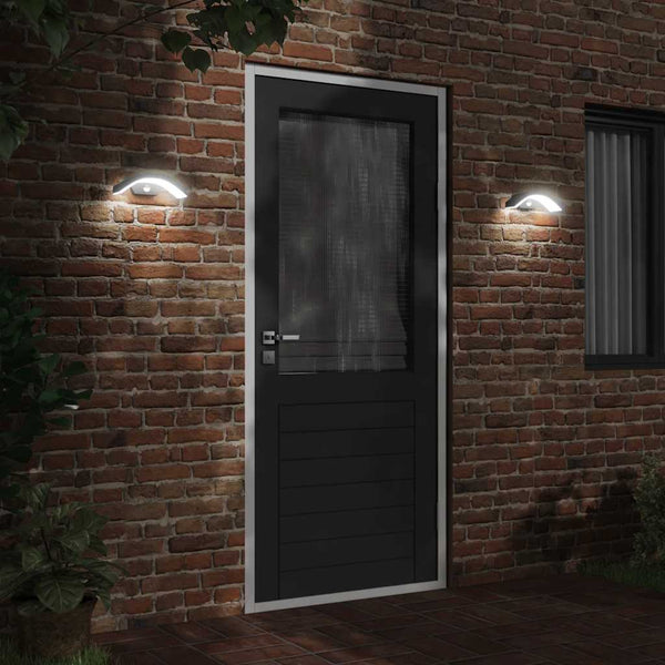Schwarze LED-Außenwandleuchten mit Sensoren Arminta (2 Stück Aluminiumguss)