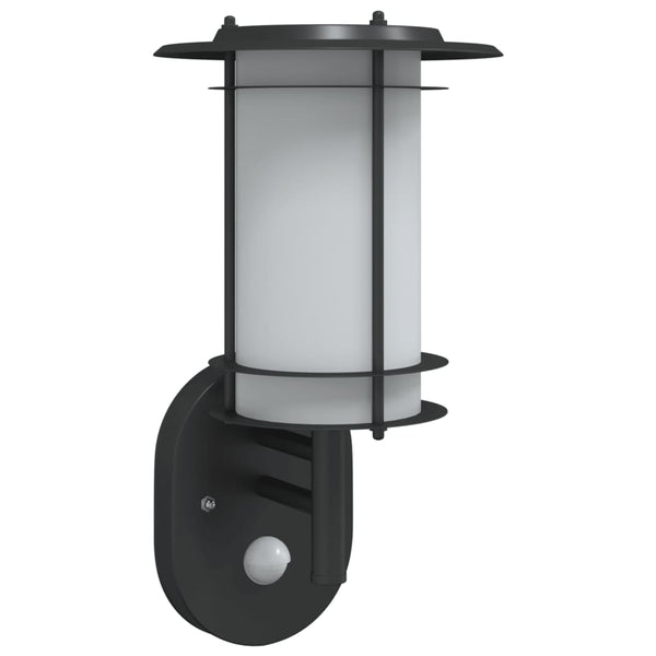 Schwarze Außenwandleuchte mit Sensor Solidea (Edelstahl)