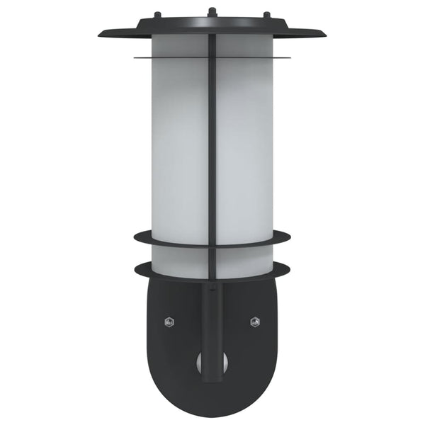 Schwarze Außenwandleuchten mit Sensor Solidea (2 Stück Edelstahl)