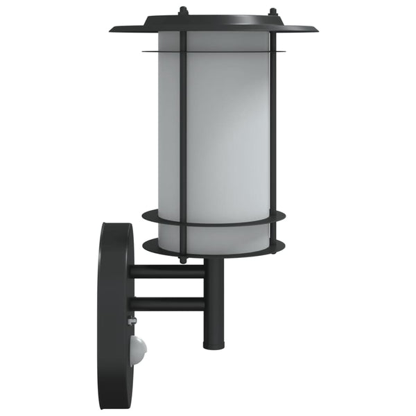Schwarze Außenwandleuchten mit Sensor Solidea (2 Stück Edelstahl)