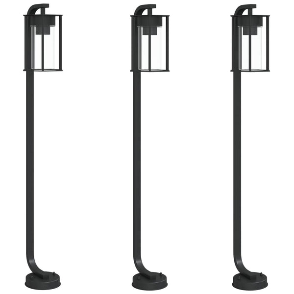 Schwarze Säulenleuchten Dalma 100cm (3 Stück Edelstahl)