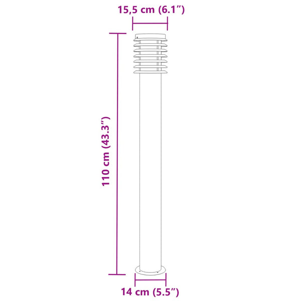 Schwarze Säulenleuchte Sila 110cm (Edelstahl)