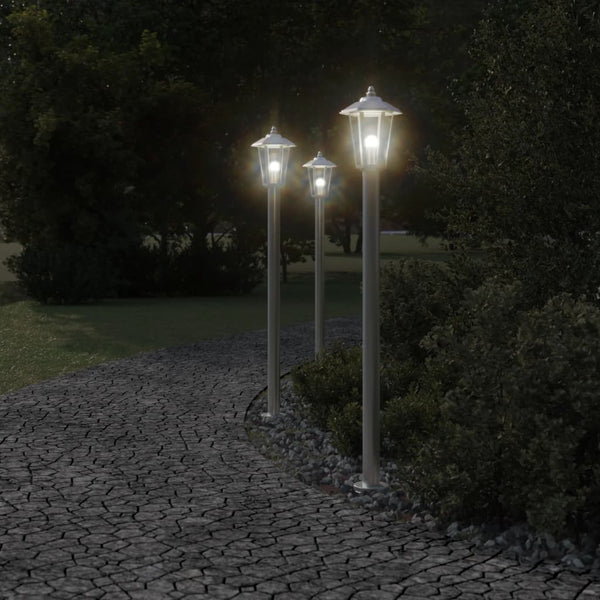 Silberne Standsäulenlampe Evrica 120cm (Edelstahl)
