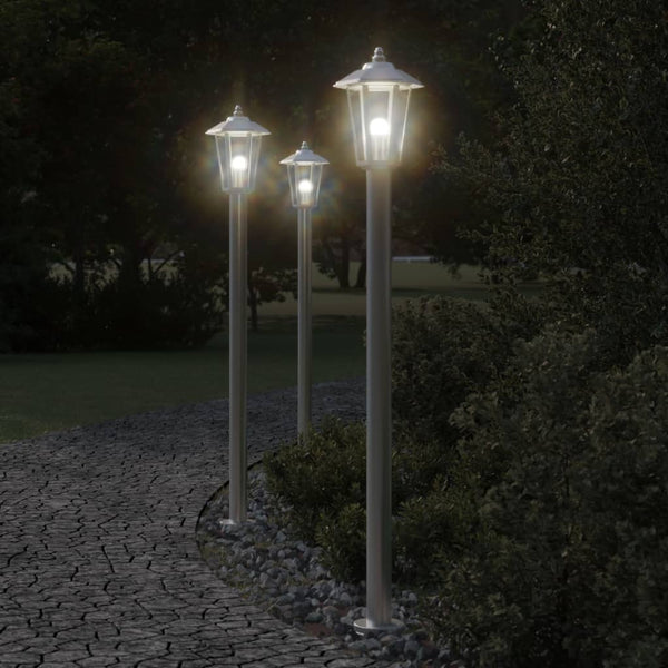 Silberne Standsäulenlampe Evrica 120cm (Edelstahl)