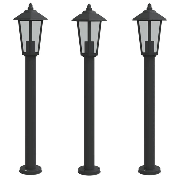 Musta pylväsvalaisimet Evrica 80cm (3 kpl ruostumaton teräs)