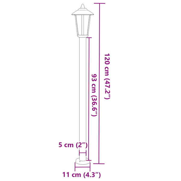 Musta pylväsvalaisin Evrica 120cm (ruostumaton teräs)