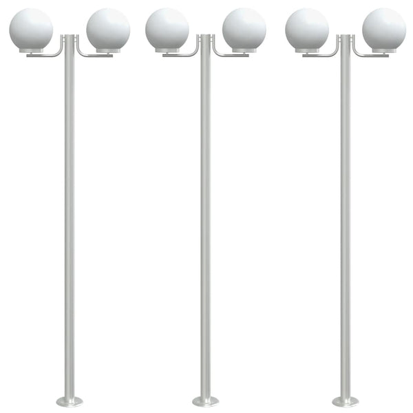 Xantia hopeiset pylväsvalaisimet 215cm (3 kpl ruostumatonta terästä)