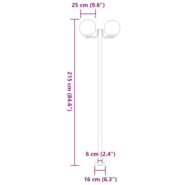 Xantia hopeiset pylväsvalaisimet 215cm (3 kpl ruostumatonta terästä)