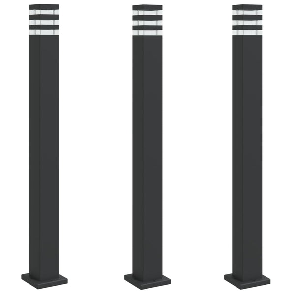 Schwarze Säulenleuchten Isliam 110cm (3 Stück Aluminium)