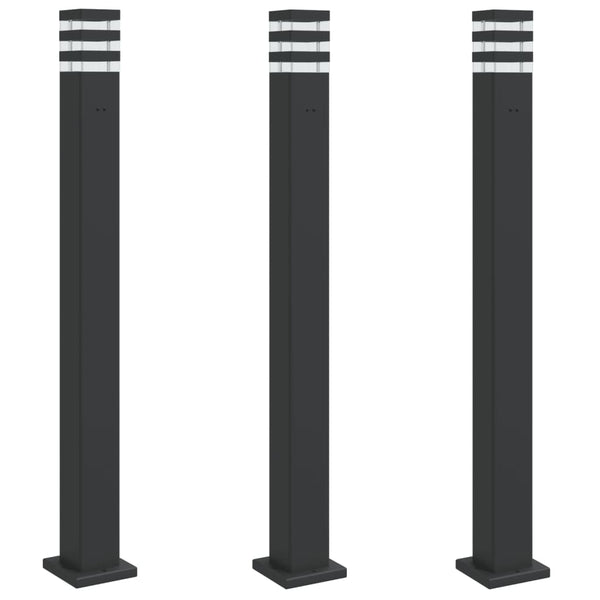Musta pylväsvalaisimet pistorasialla Isliam 110cm (3 kpl, alumiini)