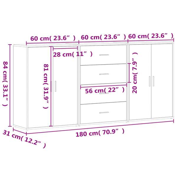 Betoninharmaa senkit Garett 60x31x84cm (3 kpl puinen)