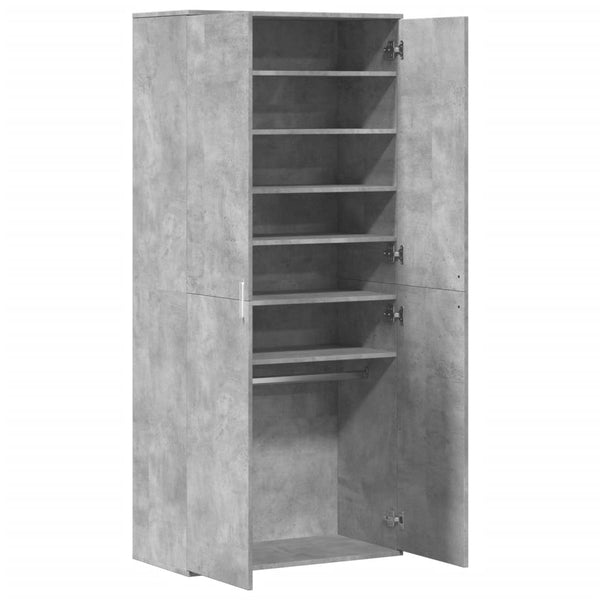 Betoninharmaa kenkäkaappi Gracia 80x39x178cm (lastulevy)