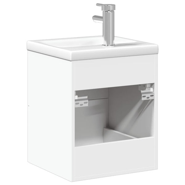 Weißer Badezimmer-Waschtischunterschrank mit Waschbecken Aftode