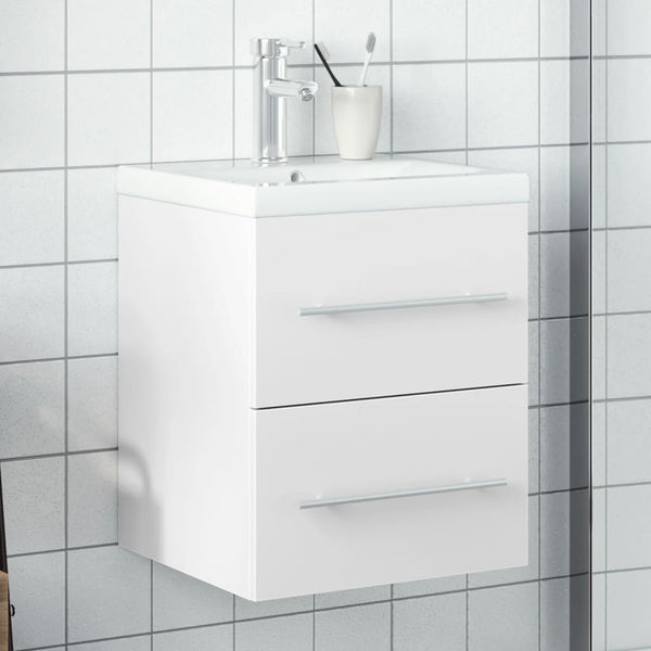 Weißer Badezimmer-Waschtischunterschrank mit Waschbecken Aftode
