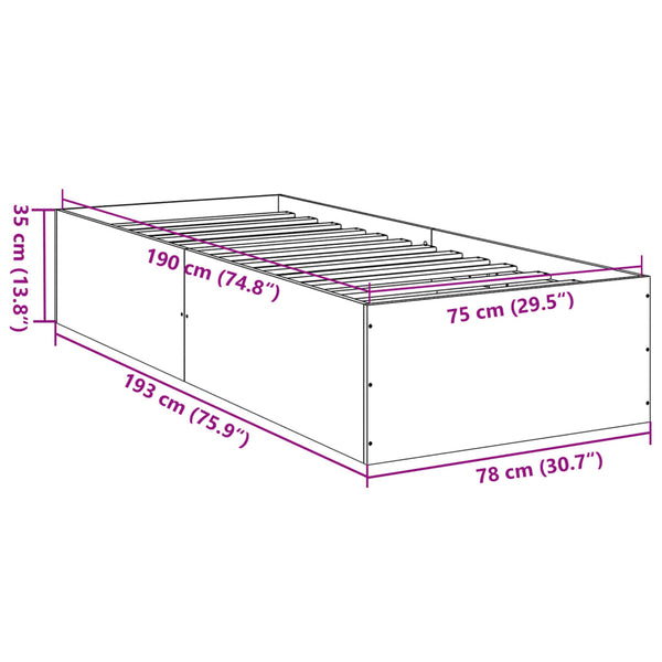 75x190cm graues Bettgestell Hegedus (Holz)