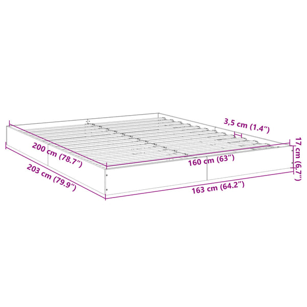 Hegedus Bettrahmen grau 160x200cm (Holz)