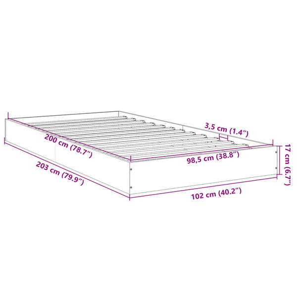 Hegedus Bettgestell 100x200cm (Betongrau, Holz)