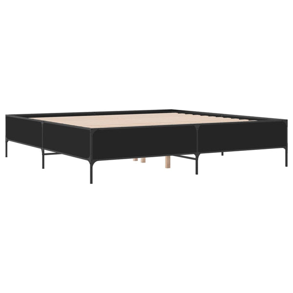 Bettrahmen Cierra Schwarz 200x200cm (Metall und Holz)