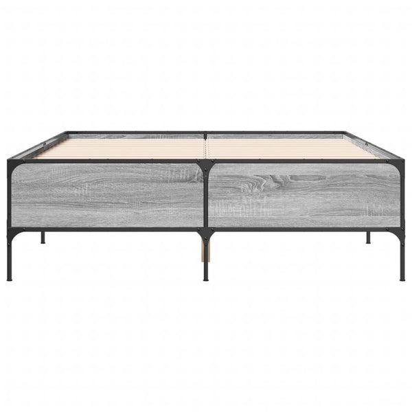 Graues Bettgestell 140x200cm Cierra (aus Holz und Metall)