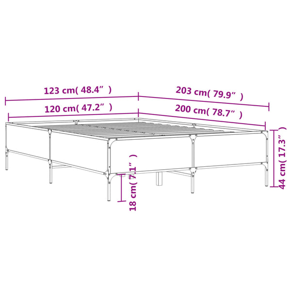 Graues Bettgestell 120x200cm Cierra (Holz und Metall)