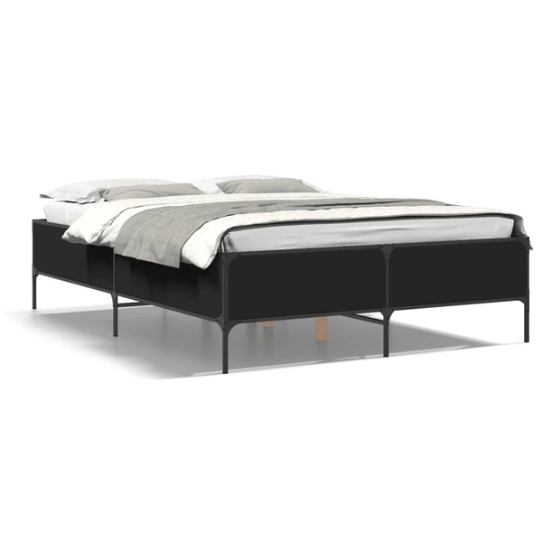 Schwarzes Cierra-Bettgestell 140x190cm (Metall und Holz)