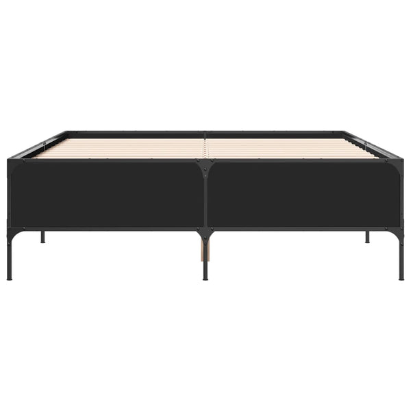 Schwarzes Cierra-Bettgestell 140x190cm (Metall und Holz)