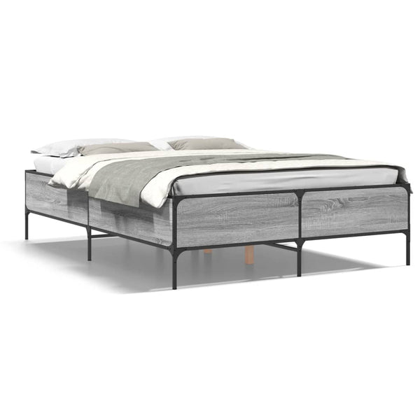 Graues Bettgestell Cierra 140x190cm (Metall und Holz)