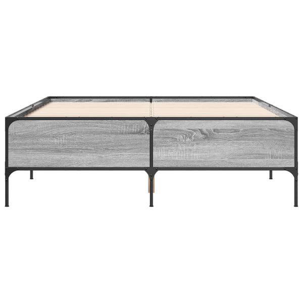 Graues Bettgestell Cierra 140x190cm (Metall und Holz)