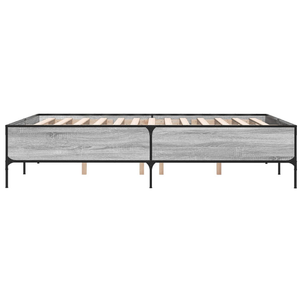 Graues Bettgestell Cierra 140x190cm (Metall und Holz)