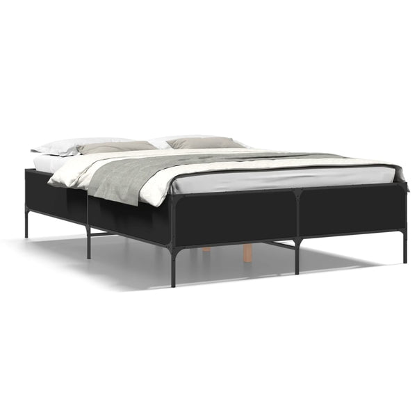 Schwarzes Bettgestell 120x190cm Cierra (Holz und Metall)