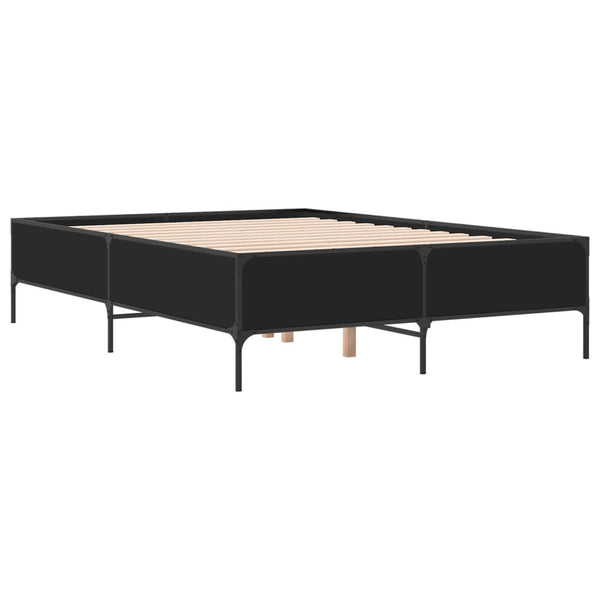 Schwarzes Bettgestell 120x190cm Cierra (Holz und Metall)