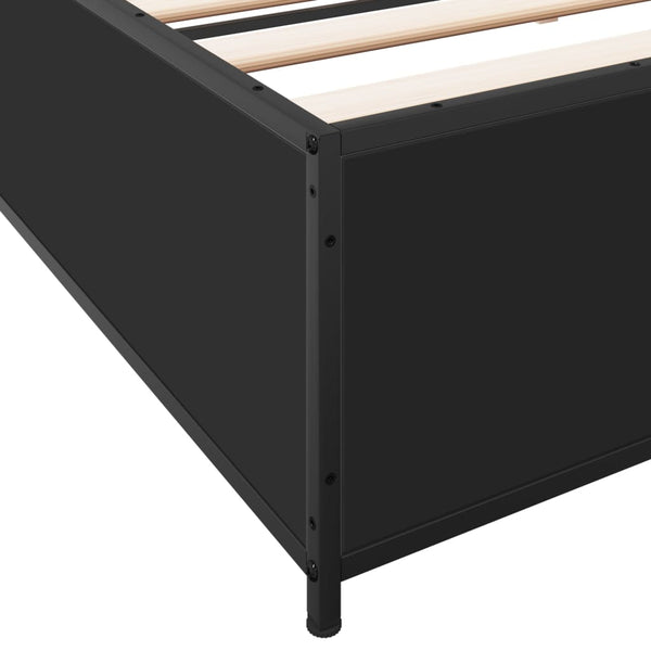 Schwarzes Bettgestell Nerciu 200x200cm (Holz und Metall)