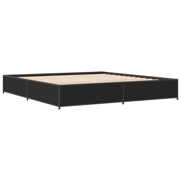 Schwarzes Bettgestell Nerciu 160x200cm (Holz und Metall)