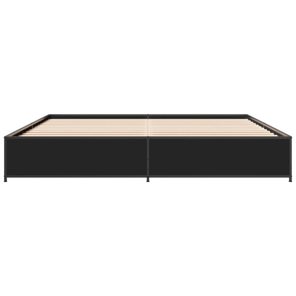 Schwarzes Bettgestell Nerciu 160x200cm (Holz und Metall)