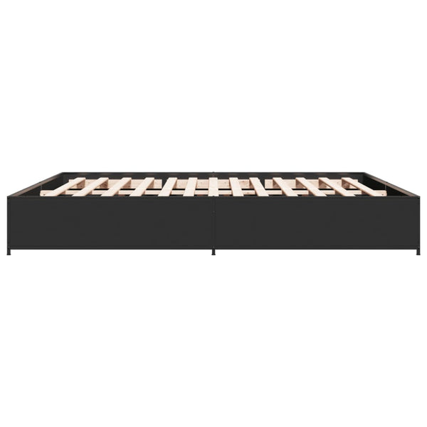 Schwarzes Bettgestell Nerciu 160x200cm (Holz und Metall)